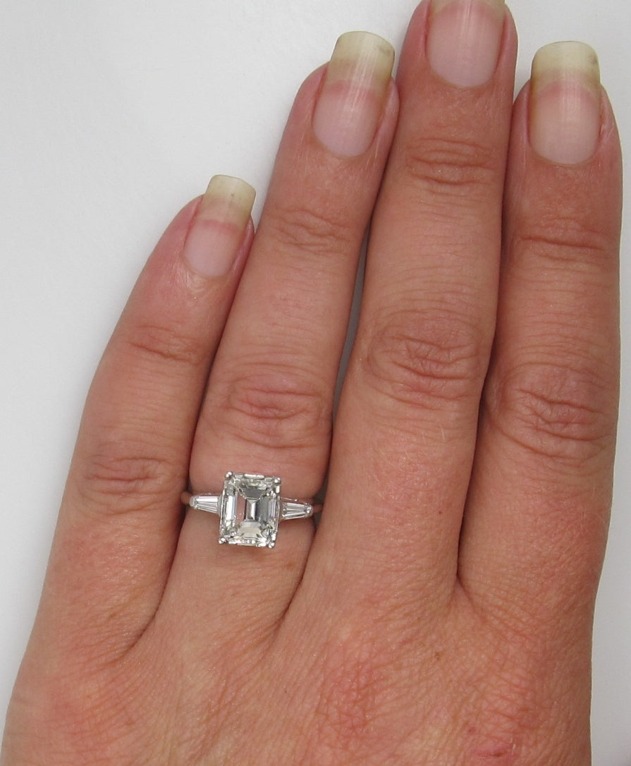 Platinum Engagement Ring With A 2.13ct Emerald Cut Diamond