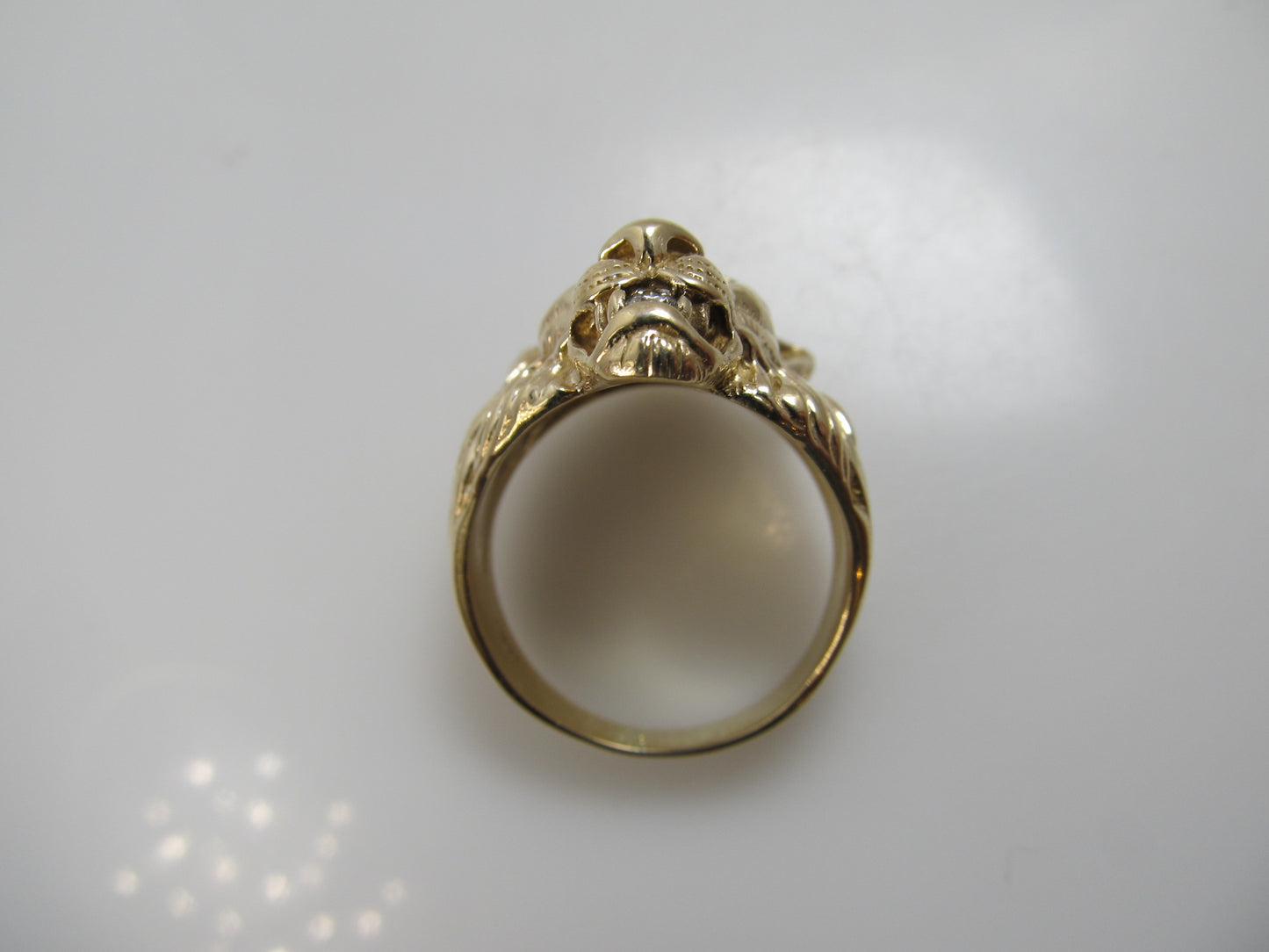 Vintage lion ring with diamond, 14k yellow gold