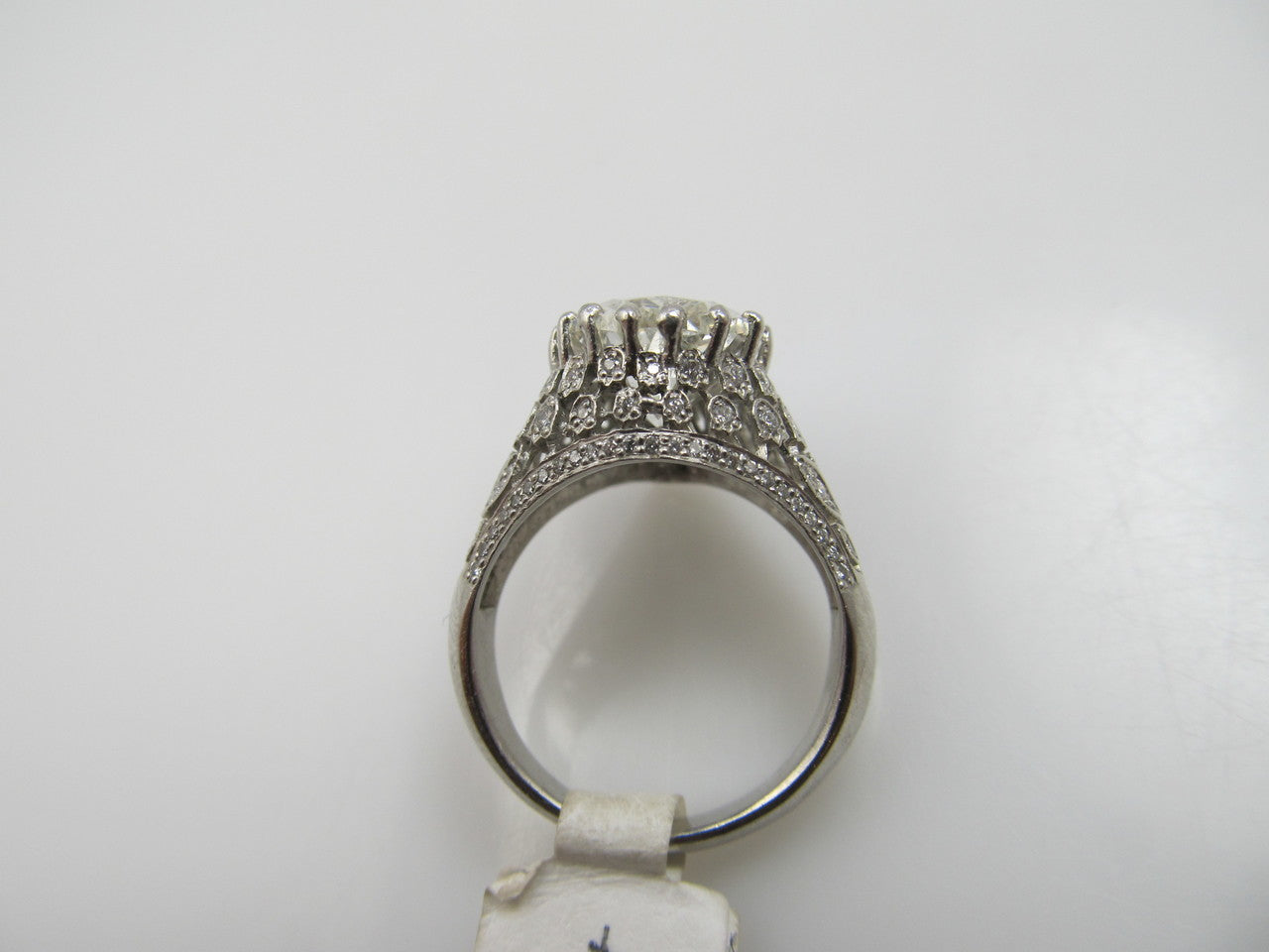 Platinum Filigree Ring With A 4.10ct Pear Shaped Diamond