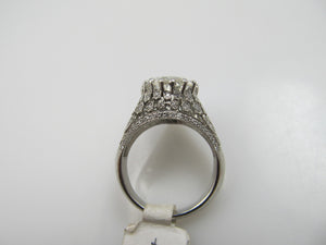 Platinum Filigree Ring With A 4.10ct Pear Shaped Diamond