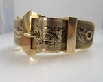 Victorian 14k Gold Buckle Bangle Bracelet With Enamel, Circa 1890
