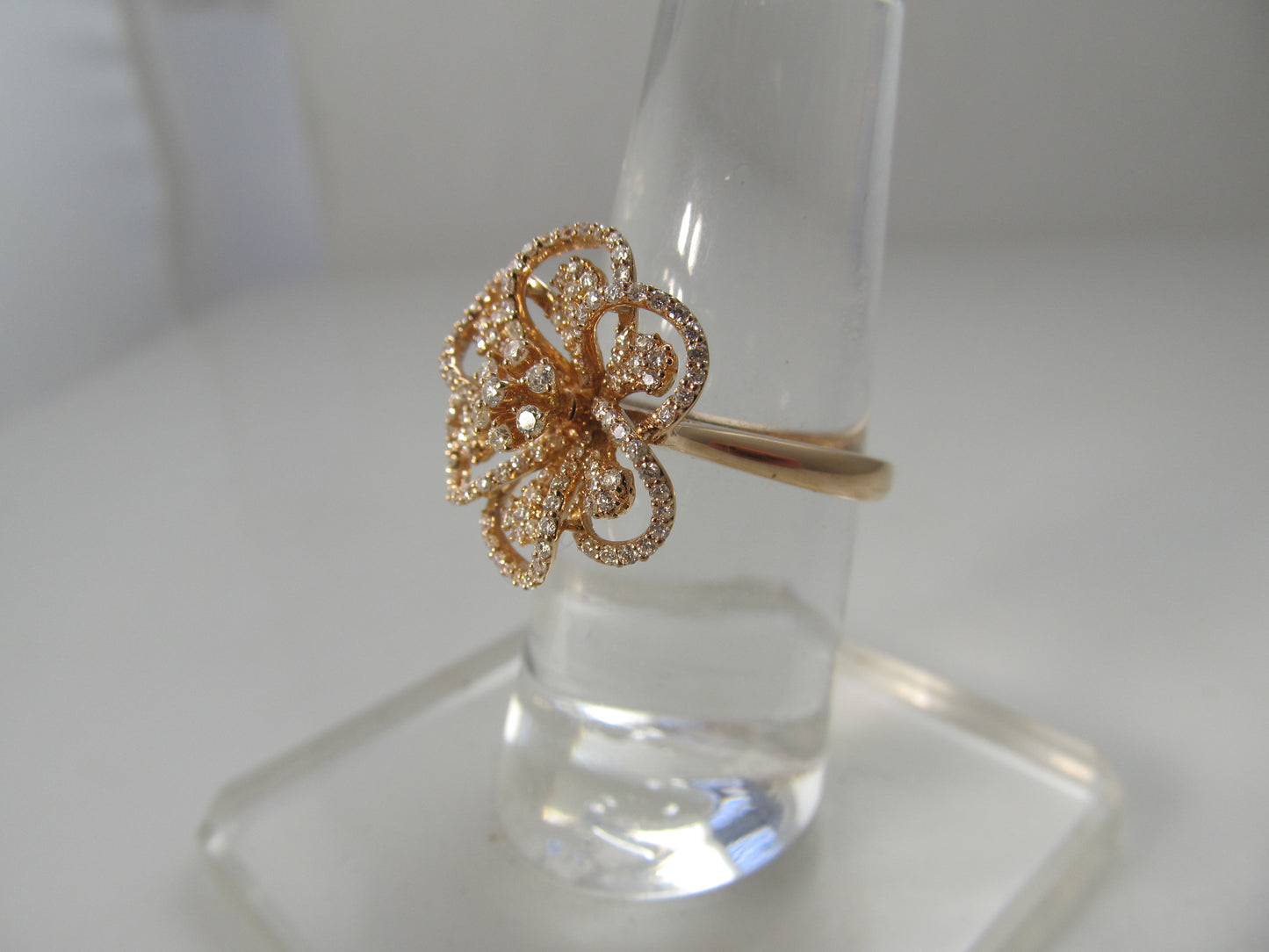 14k rose gold diamond flower ring