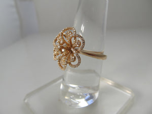 14k rose gold diamond flower ring