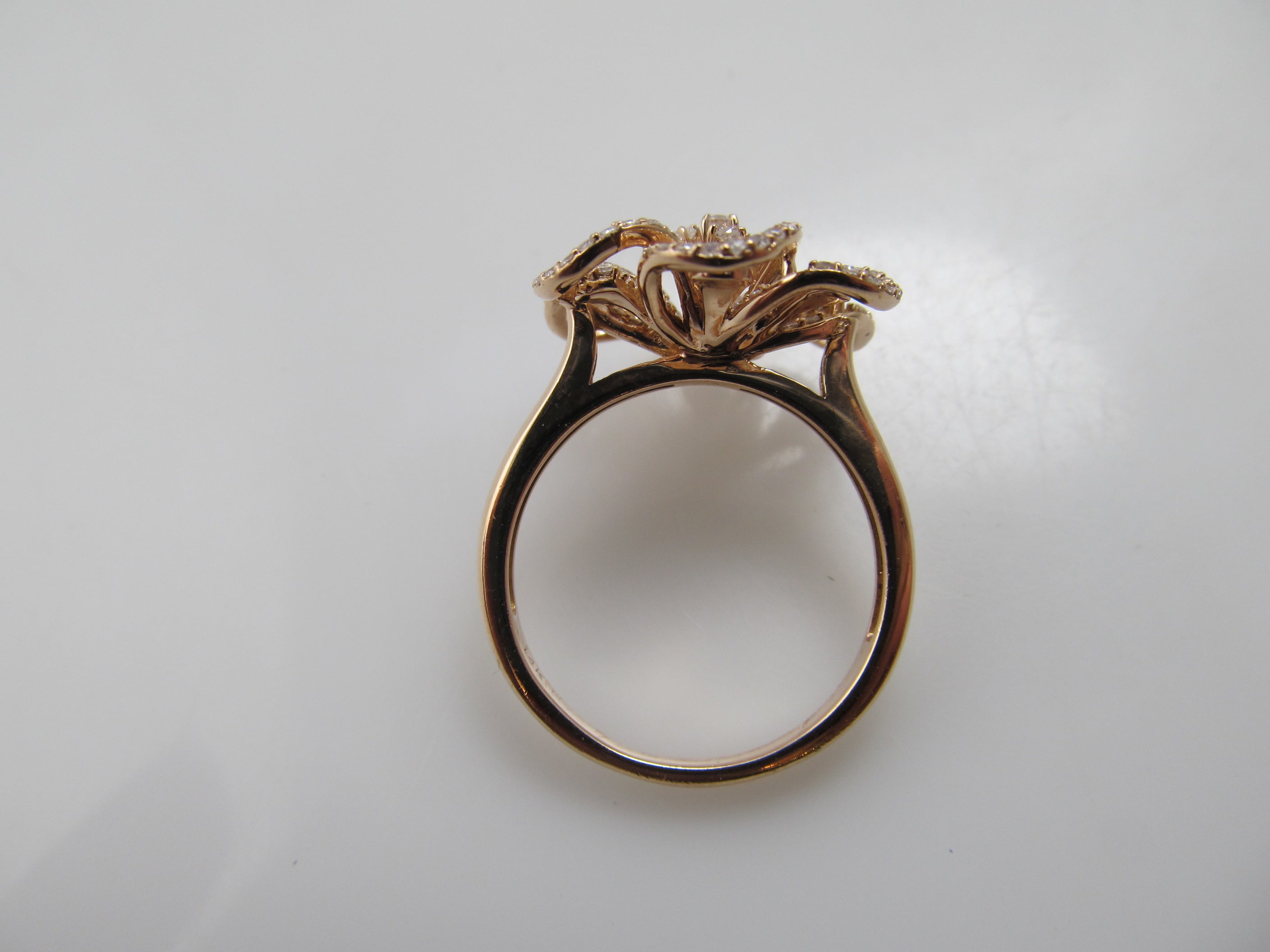 14k rose gold diamond flower ring