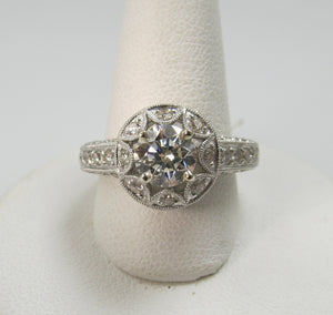 Estate 18k White Gold Halo Ring With 1.50cts Tw In Diamonds