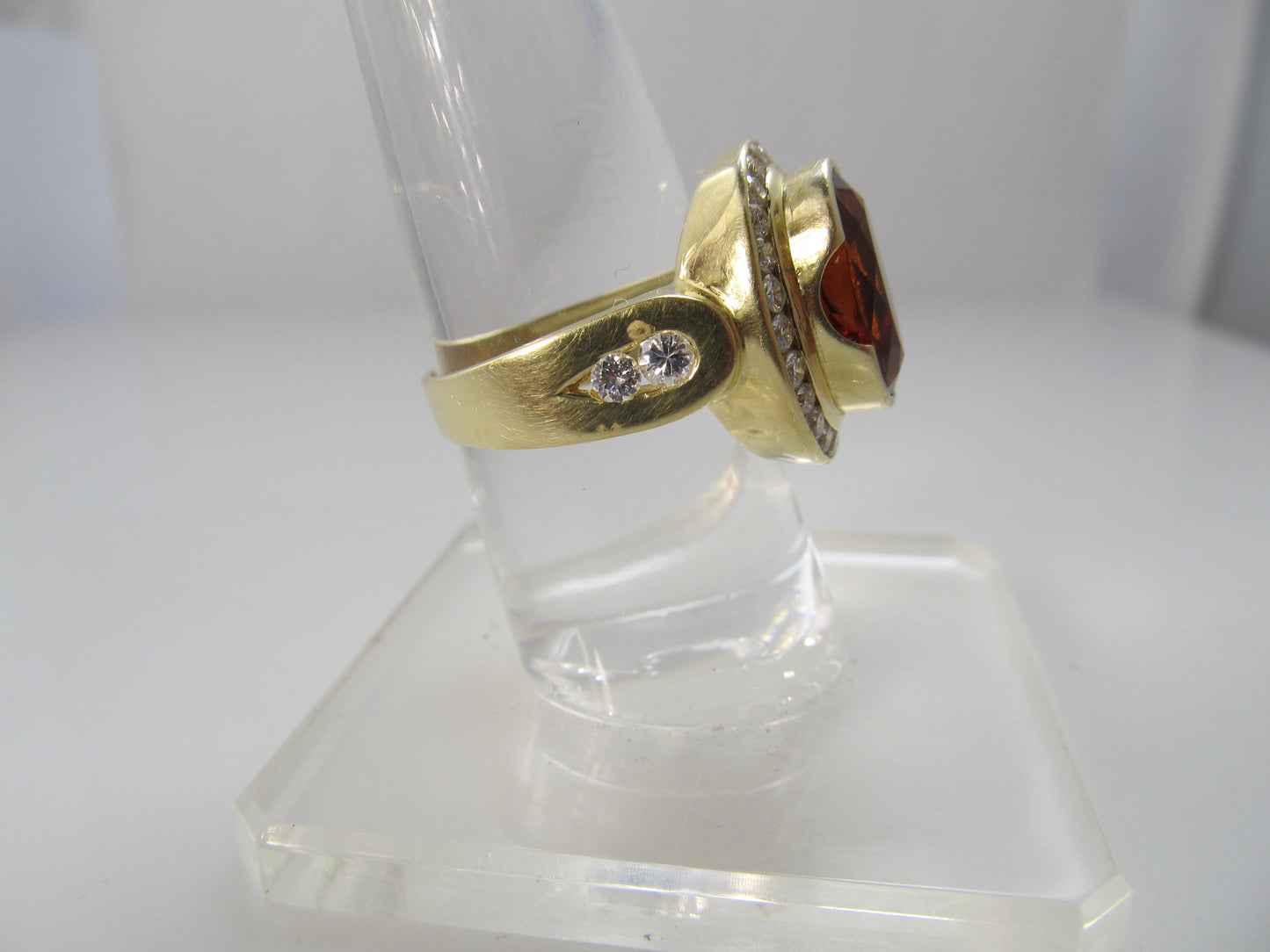 Modern citrine and diamond ring, 18k yellow gold
