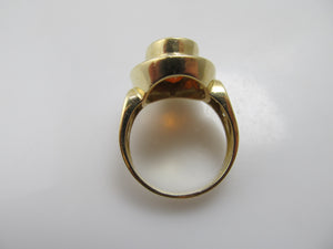 Modern citrine and diamond ring, 18k yellow gold