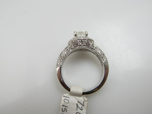 Estate 18k White Gold Halo Ring With 1.50cts Tw In Diamonds