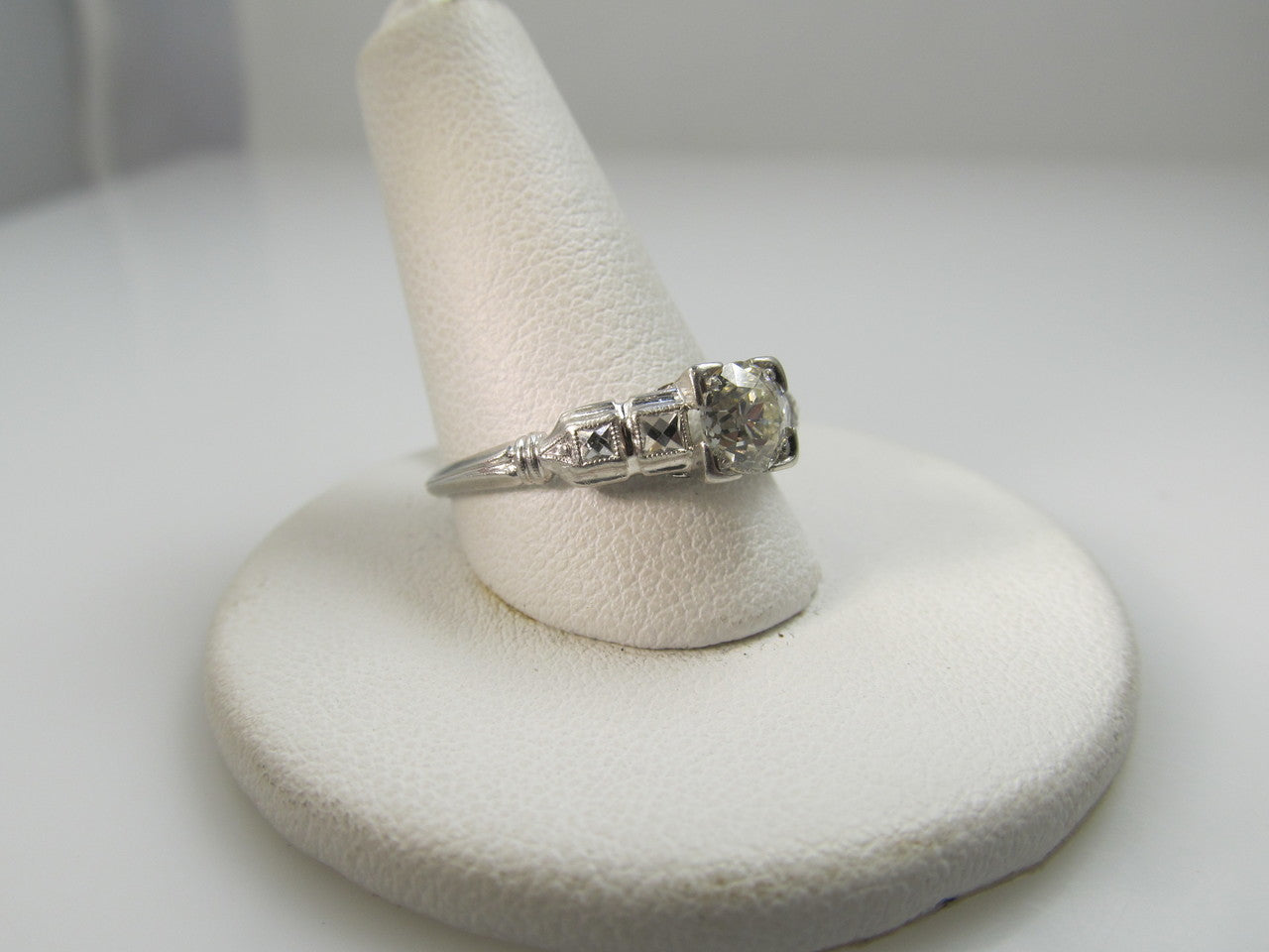 Antique Platinum Ring With A .70ct Diamond, Circa 1920
