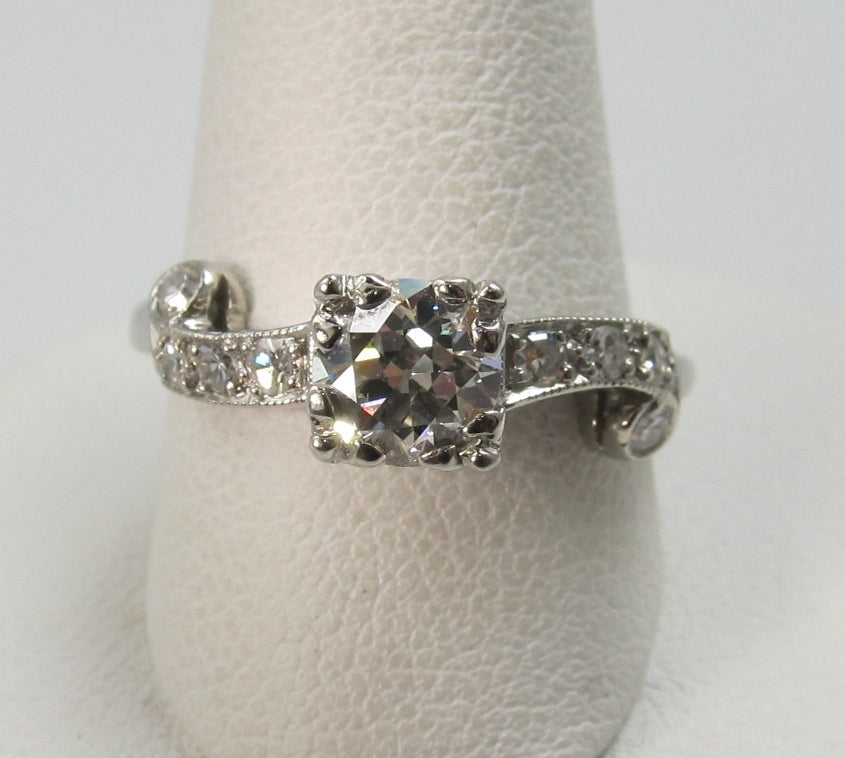 Vintage Platinum Engagement Ring With A .60ct Diamond, Circa 1920