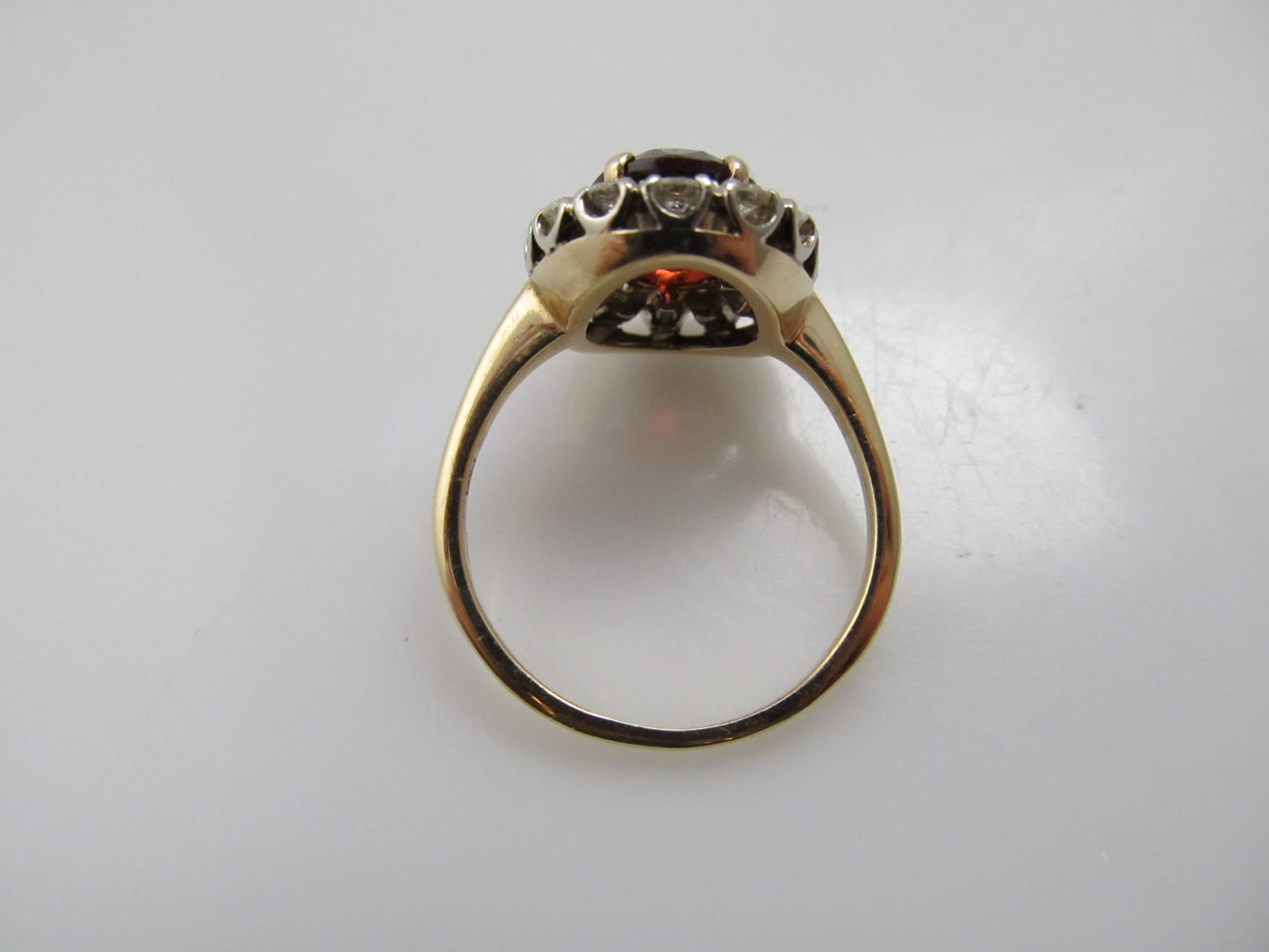 Estate 2ct garnet and diamond halo ring