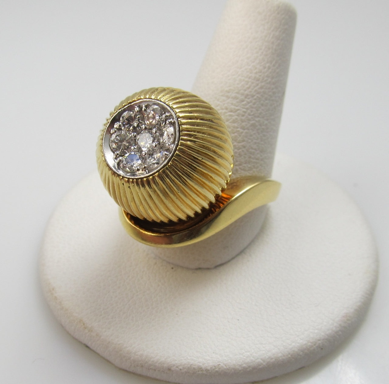 Vintage Retro Heavy 18k Gold Ring With .70cts In Diamonds, Circa 1960