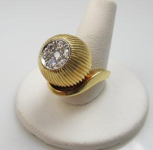 Vintage Retro Heavy 18k Gold Ring With .70cts In Diamonds, Circa 1960