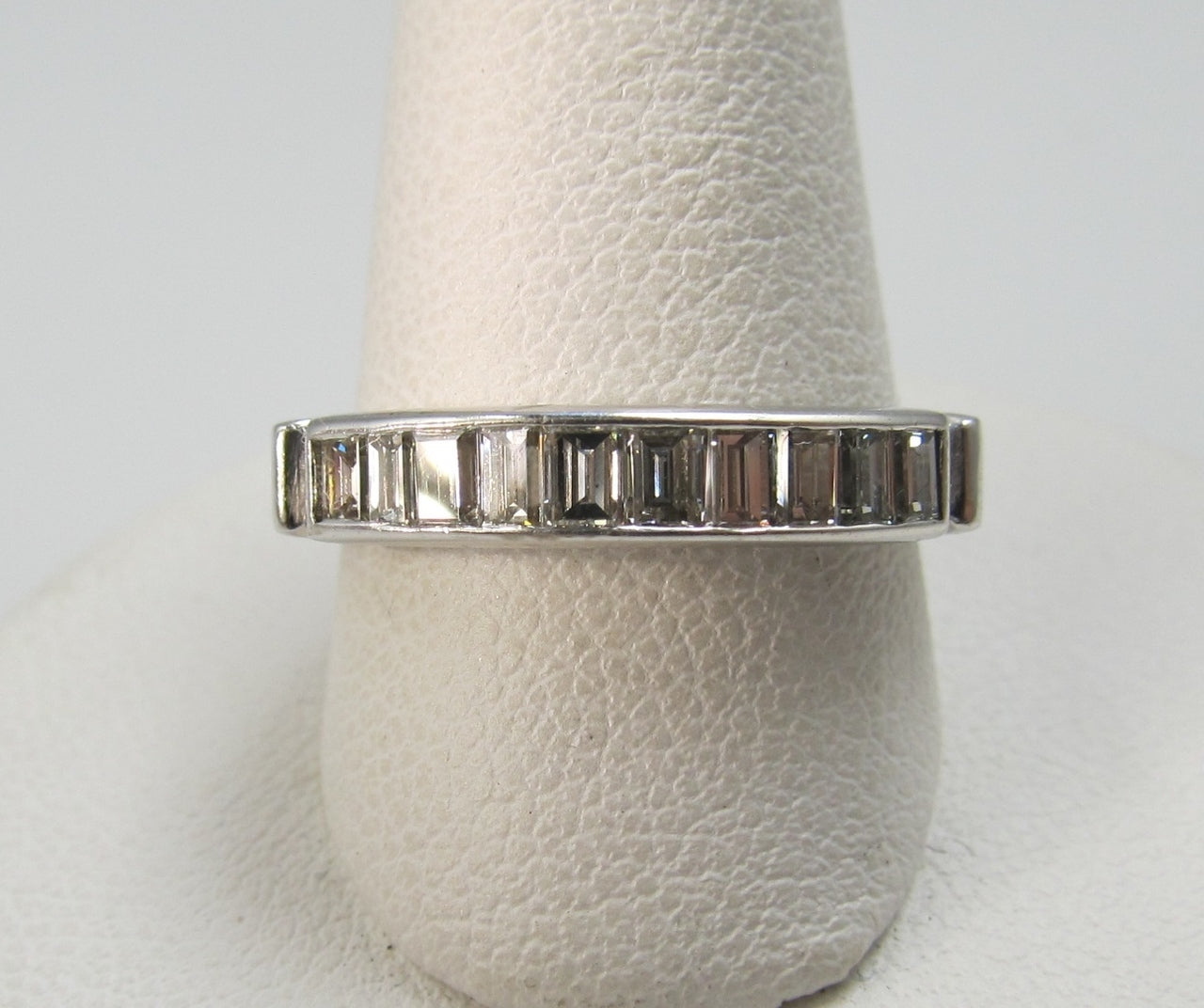 Vintage 14k White Gold Band With .50cts In Baguette Cut Diamonds.