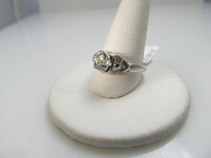 Vintage 18k White Gold Filigree Ring With A .60ct Diamond, Circa 1920