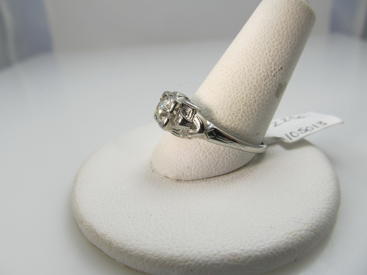 Vintage 18k White Gold Filigree Ring With A .60ct Diamond, Circa 1920