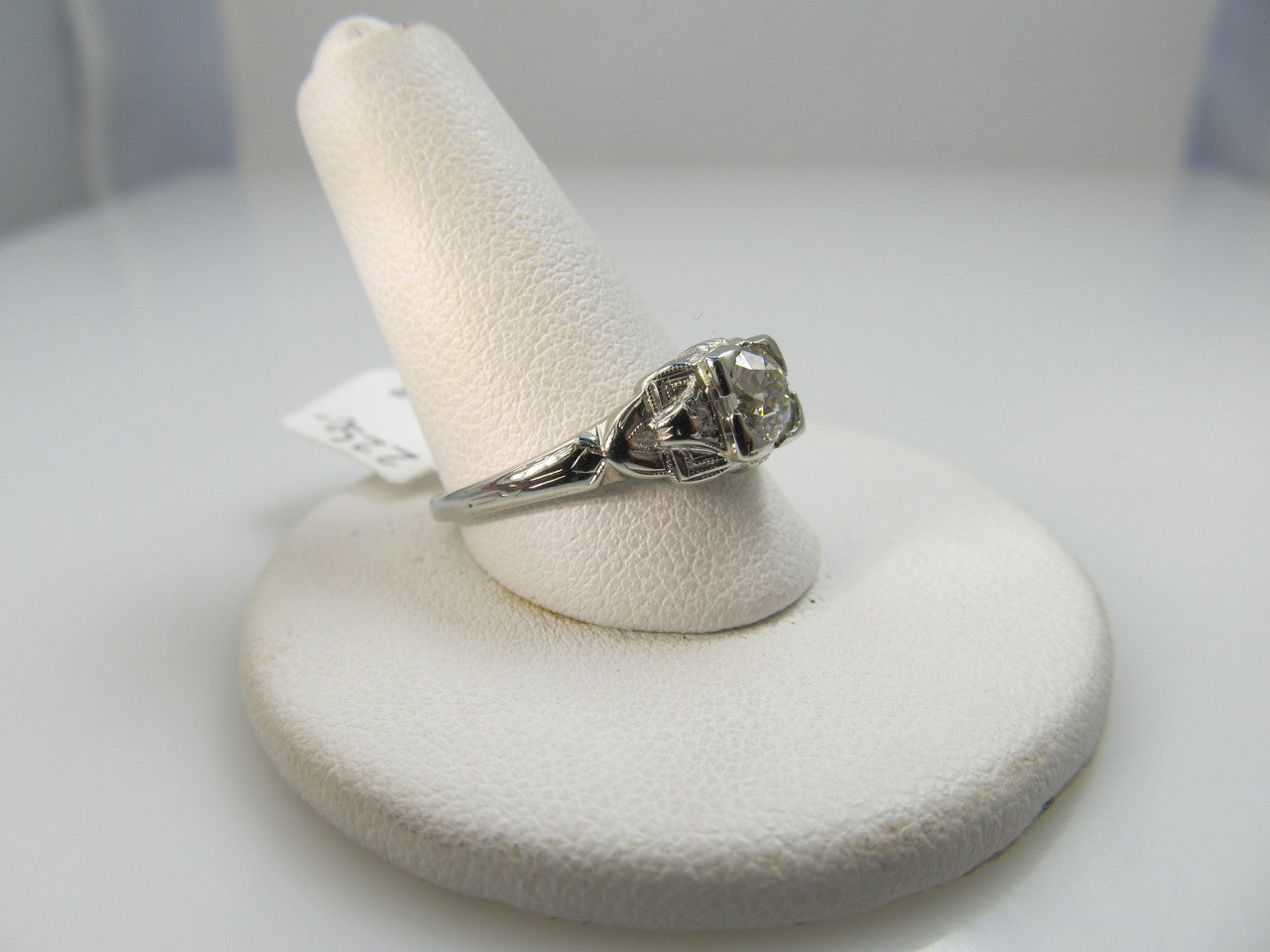 Vintage 18k White Gold Filigree Ring With A .60ct Diamond, Circa 1920