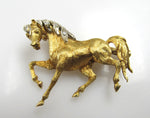 18k Yellow Gold Horse Pin With Diamonds