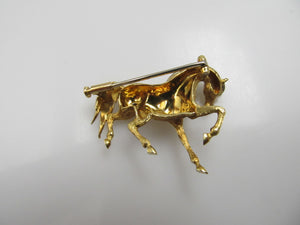 18k Yellow Gold Horse Pin With Diamonds