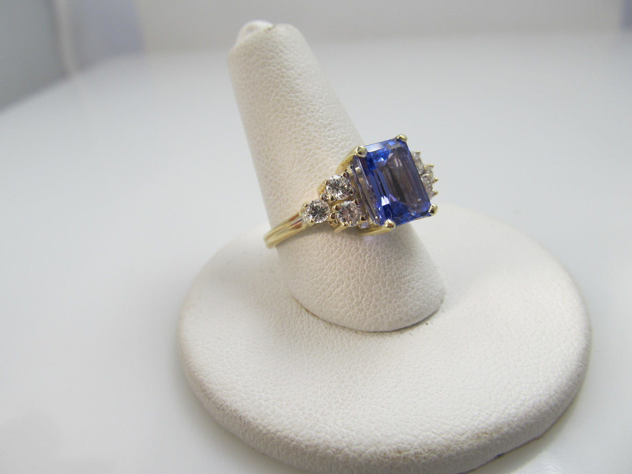 Modern Estate 18k Yellow Gold Ring With A 2ct Tanzanite And .30cts In Diamonds