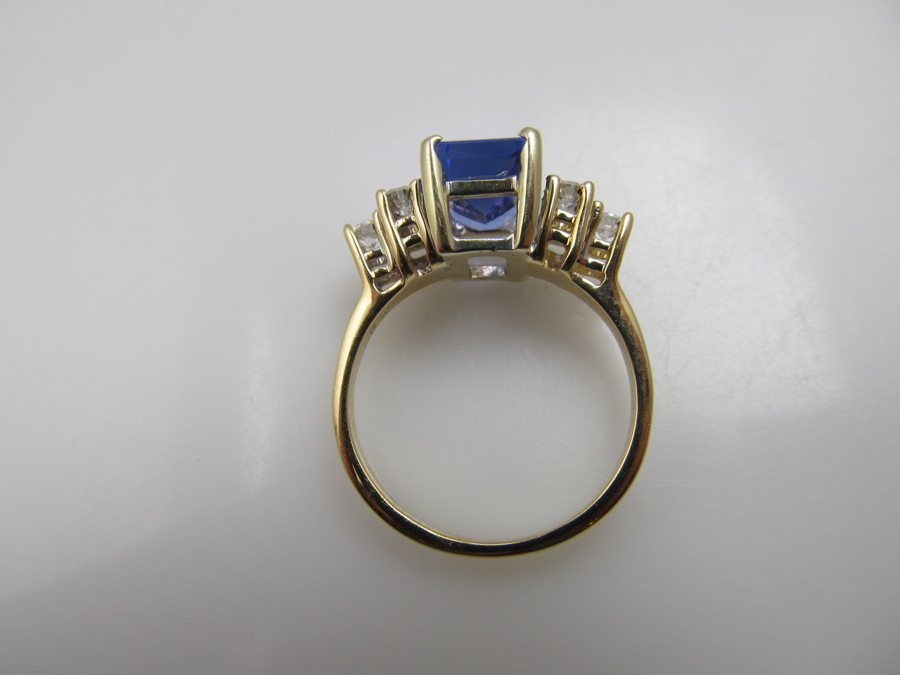 Modern Estate 18k Yellow Gold Ring With A 2ct Tanzanite And .30cts In Diamonds