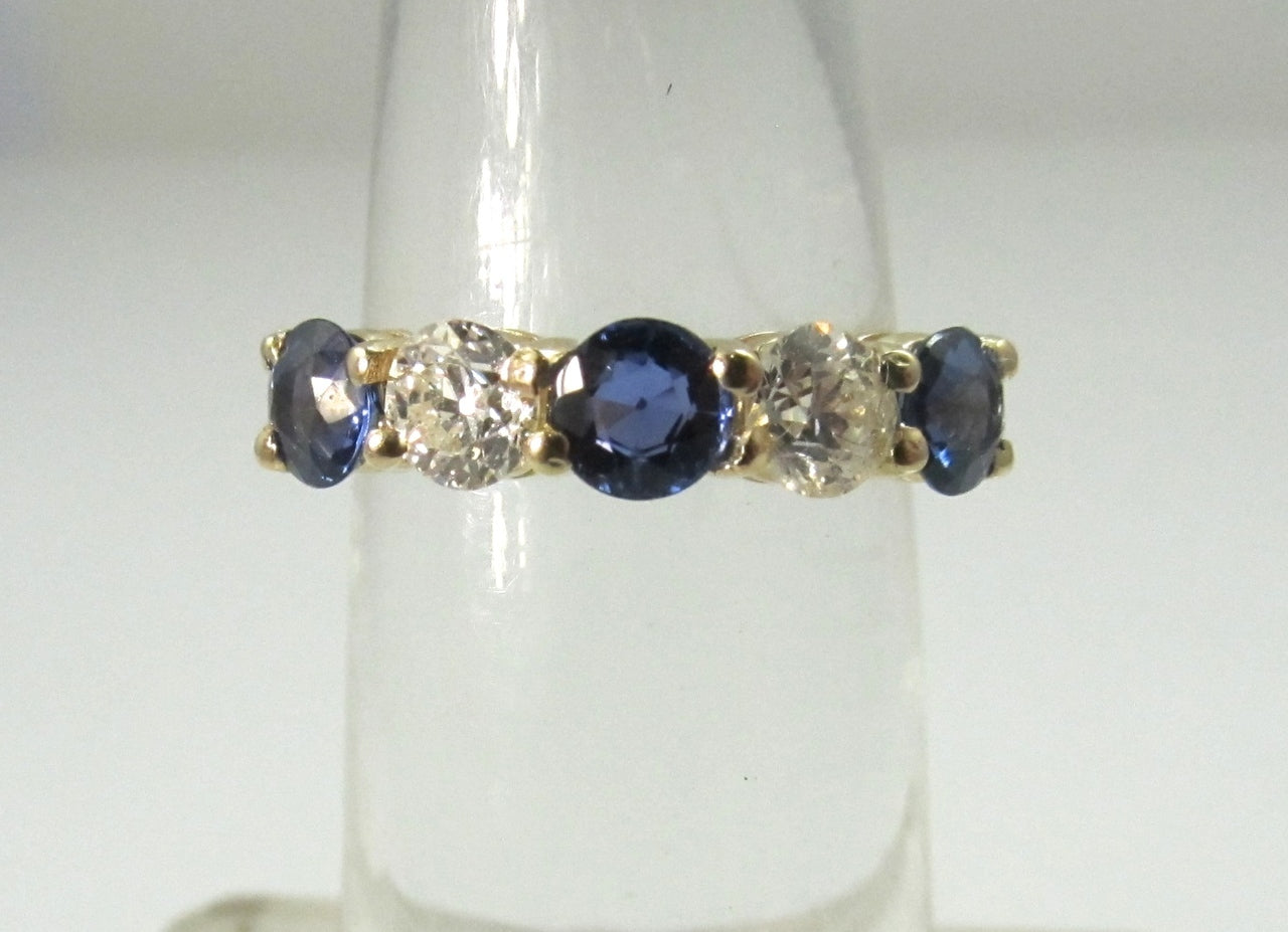 14k Gold Band With .80cts In Diamonds And 1.50cts In Sapphires