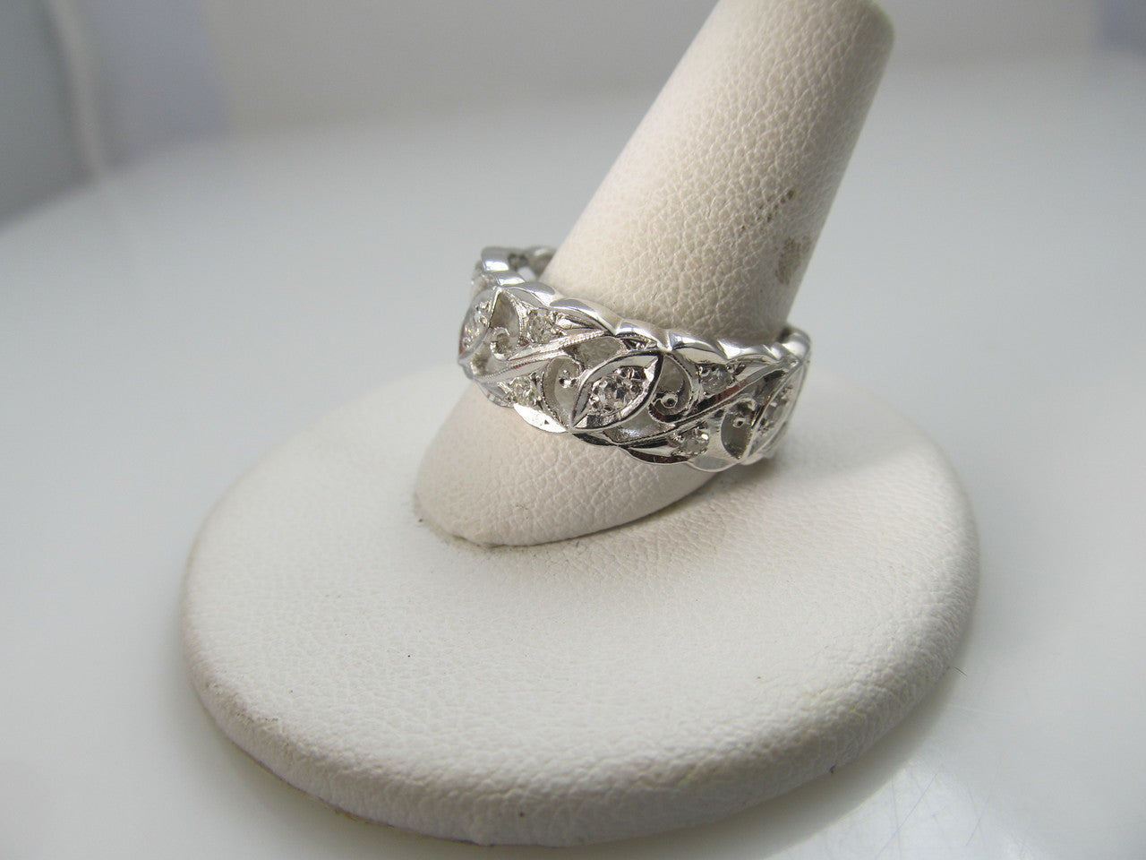14k White Gold Eternity Band With .30cts In Diamonds, Circa 1920
