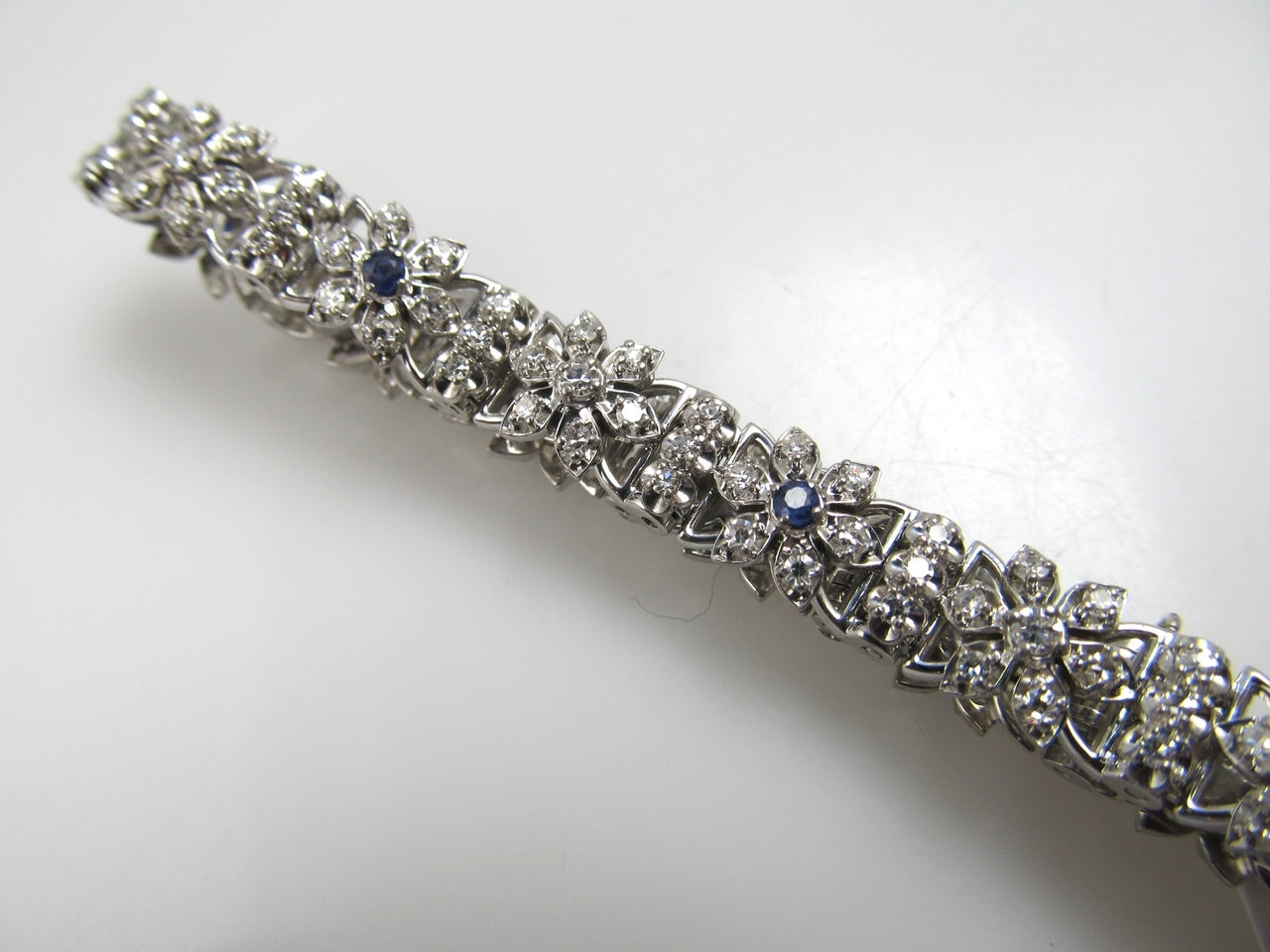 Jabel 18k White Gold Bracelet With 1.25cts In Diamonds, Sapphires. Circa 1940