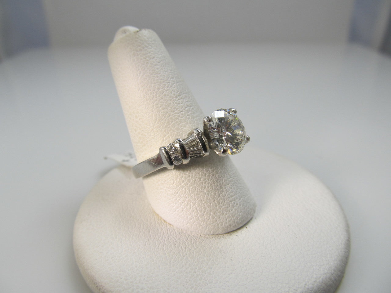 Modern Estate Platinum Engagement Ring With A 1.75ct Center Diamond