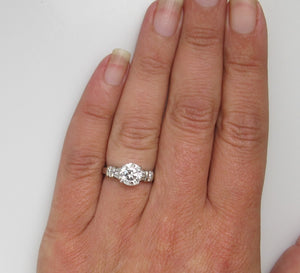 Modern Estate Platinum Engagement Ring With A 1.75ct Center Diamond