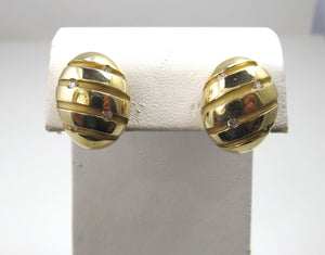 Modernist Estate 18k Yellow Gold Earrings With Diamonds