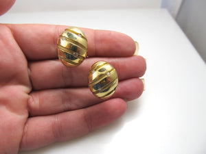 Modernist Estate 18k Yellow Gold Earrings With Diamonds