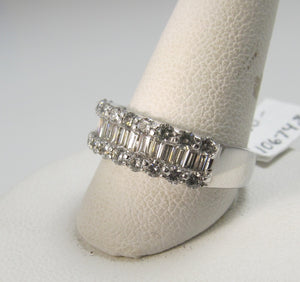 18k white gold band with 1.20cts in round and baguette cut diamonds