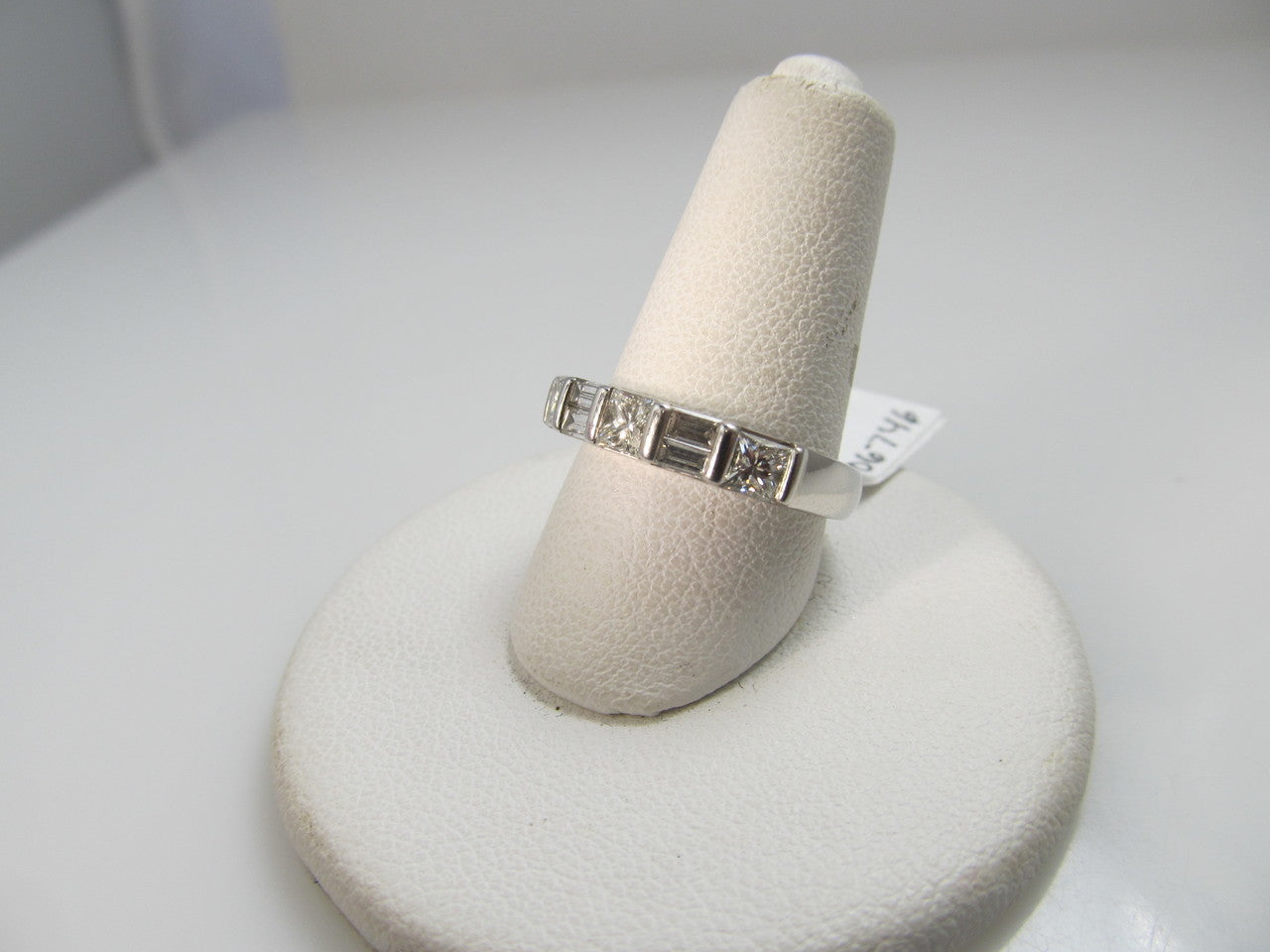 14k White Gold Band With .80cts In Baguette And Princess Cut Diamonds