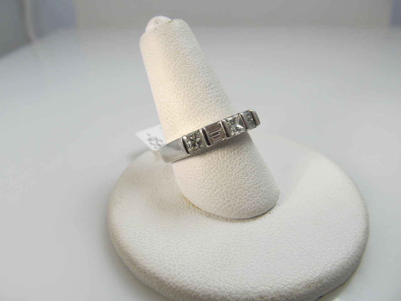 14k White Gold Band With .80cts In Baguette And Princess Cut Diamonds