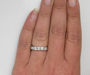 14k White Gold Band With .80cts In Baguette And Princess Cut Diamonds