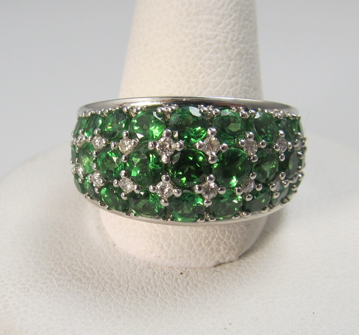 green garnet diamond band, victorious cape may