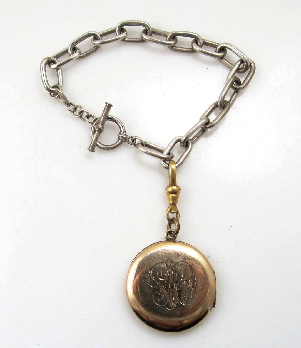Vintage sterling silver gold filled locket bracelet