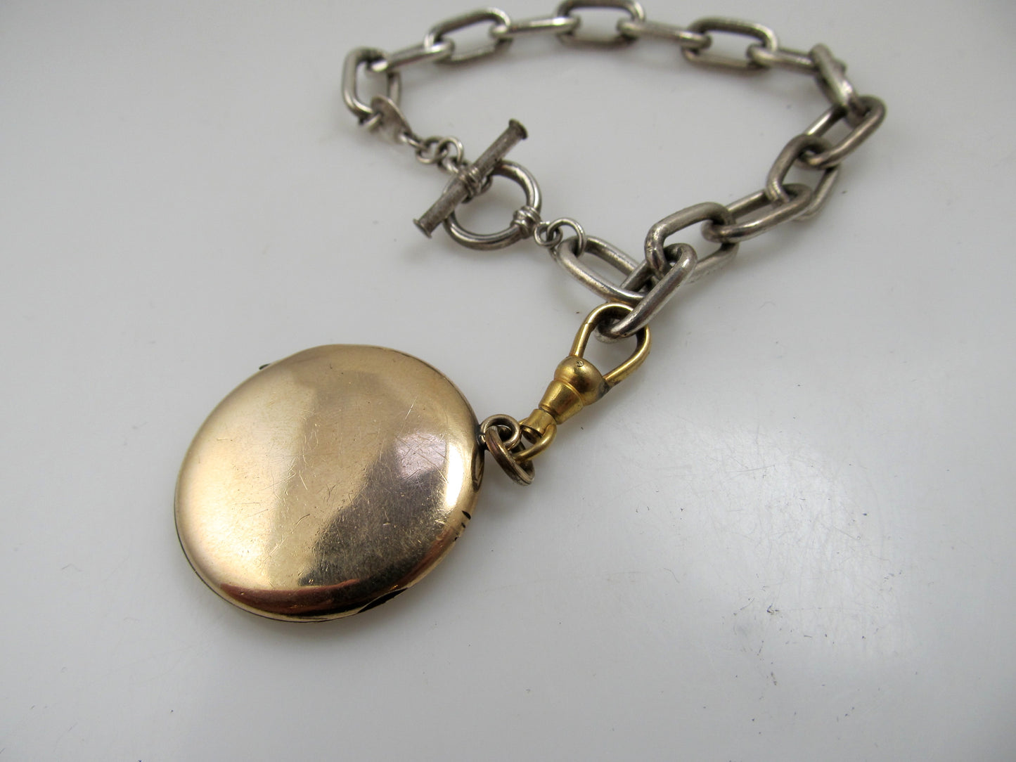 Vintage sterling silver gold filled locket bracelet