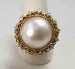 14k Yellow Gold Ring With A Mabe Pearl And Diamonds