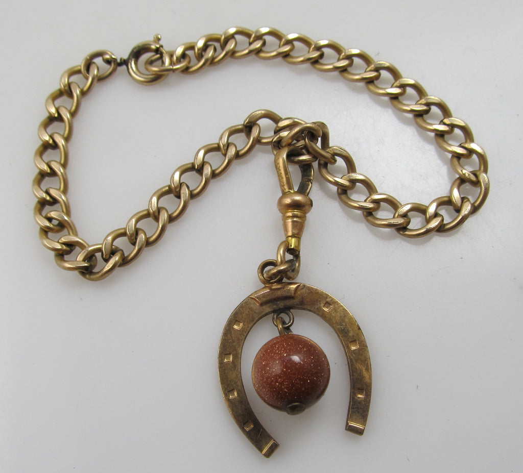 Vintage gold stone horseshoe bracelet