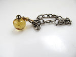 Vintage sterling silver bracelet, carved citrine charm