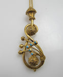Victorian 14k Gold Necklace With Turquoise, Circa 1880