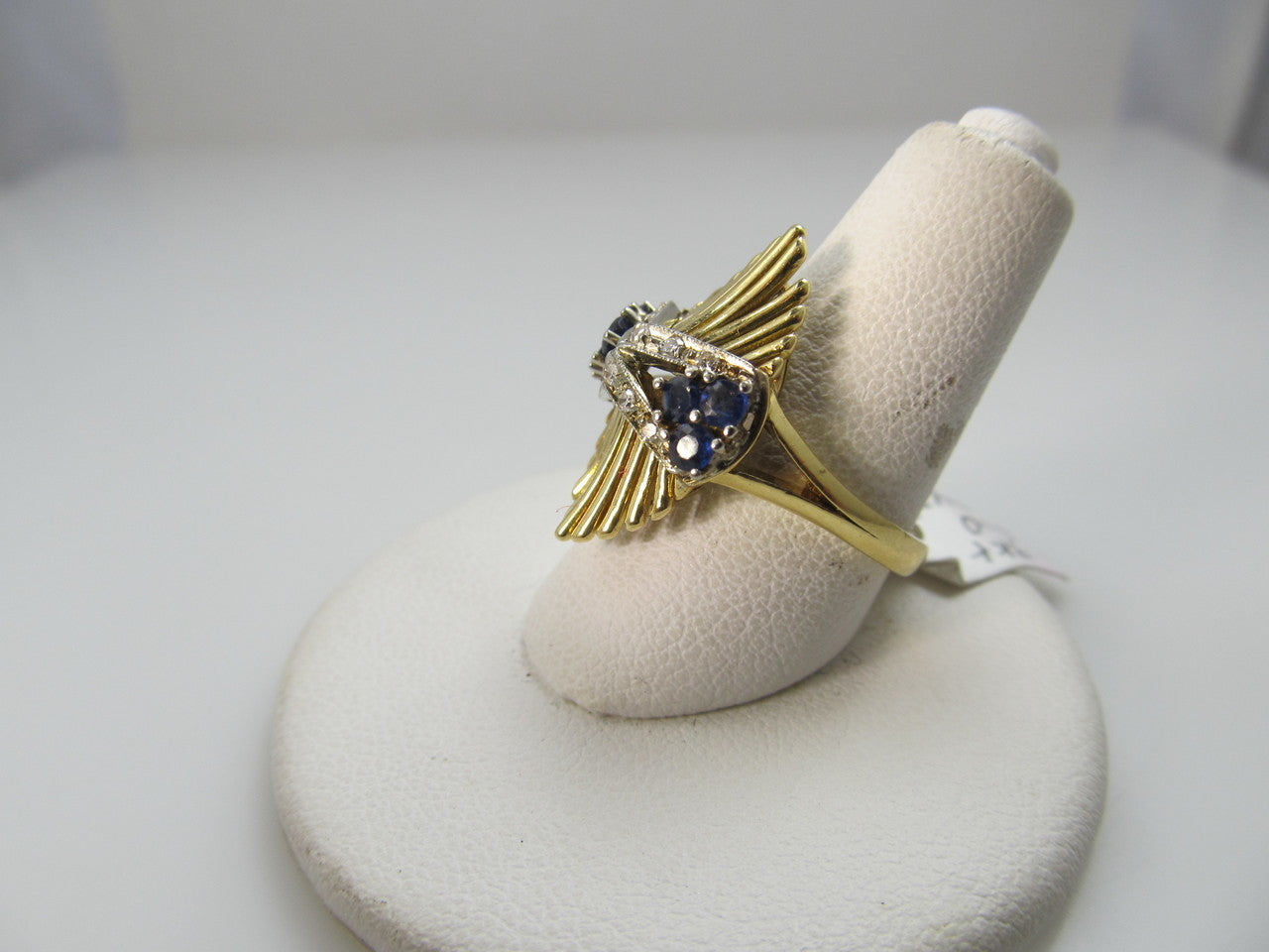 Vintage 18k Yellow Gold Ring With Sapphires And Diamonds, Circa 1940