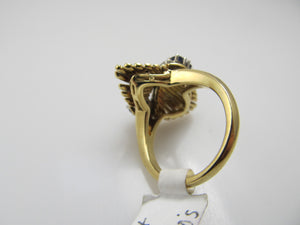 Vintage 18k Yellow Gold Ring With Sapphires And Diamonds, Circa 1940