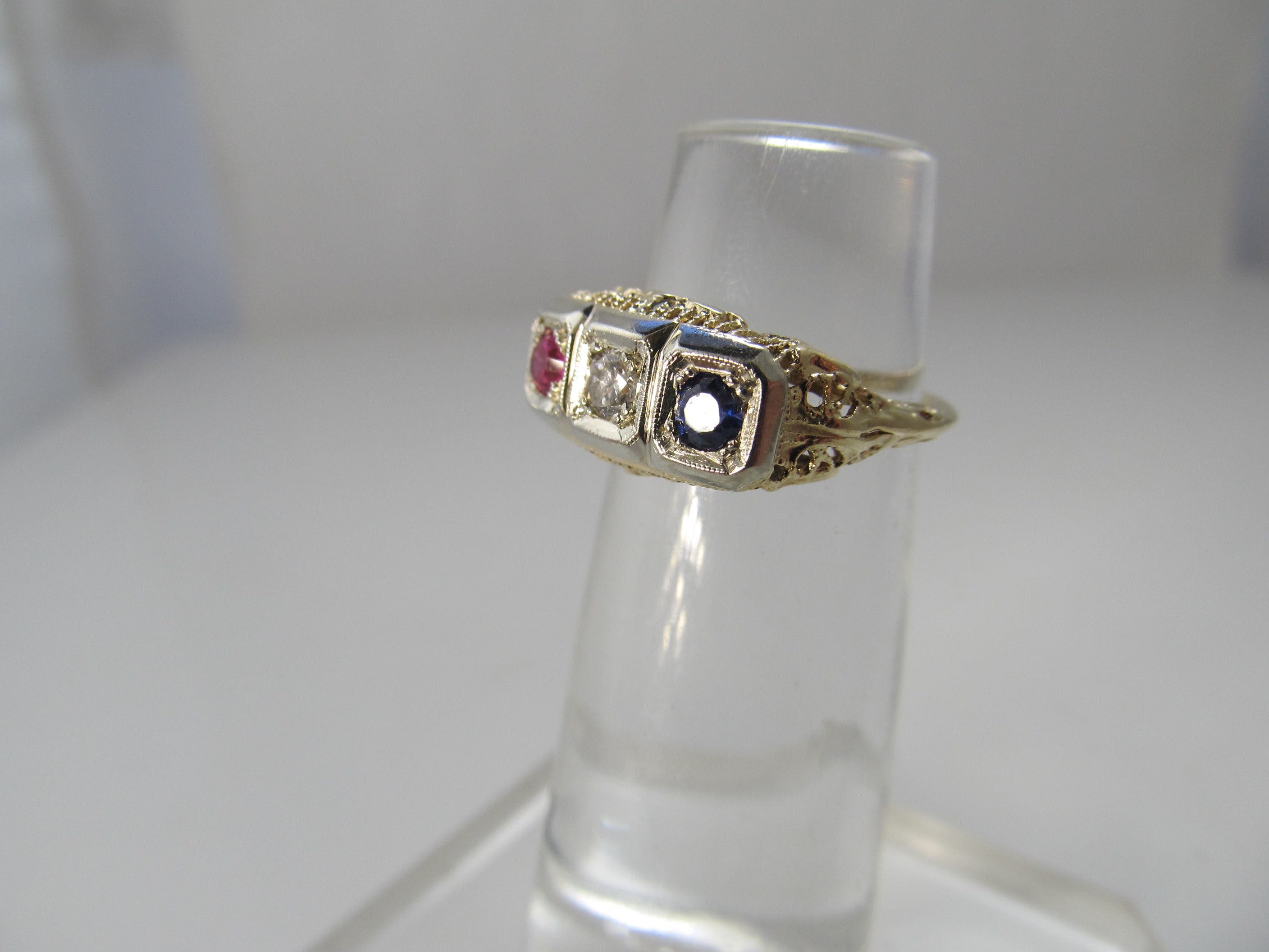 Vintage ruby sapphire diamond ring