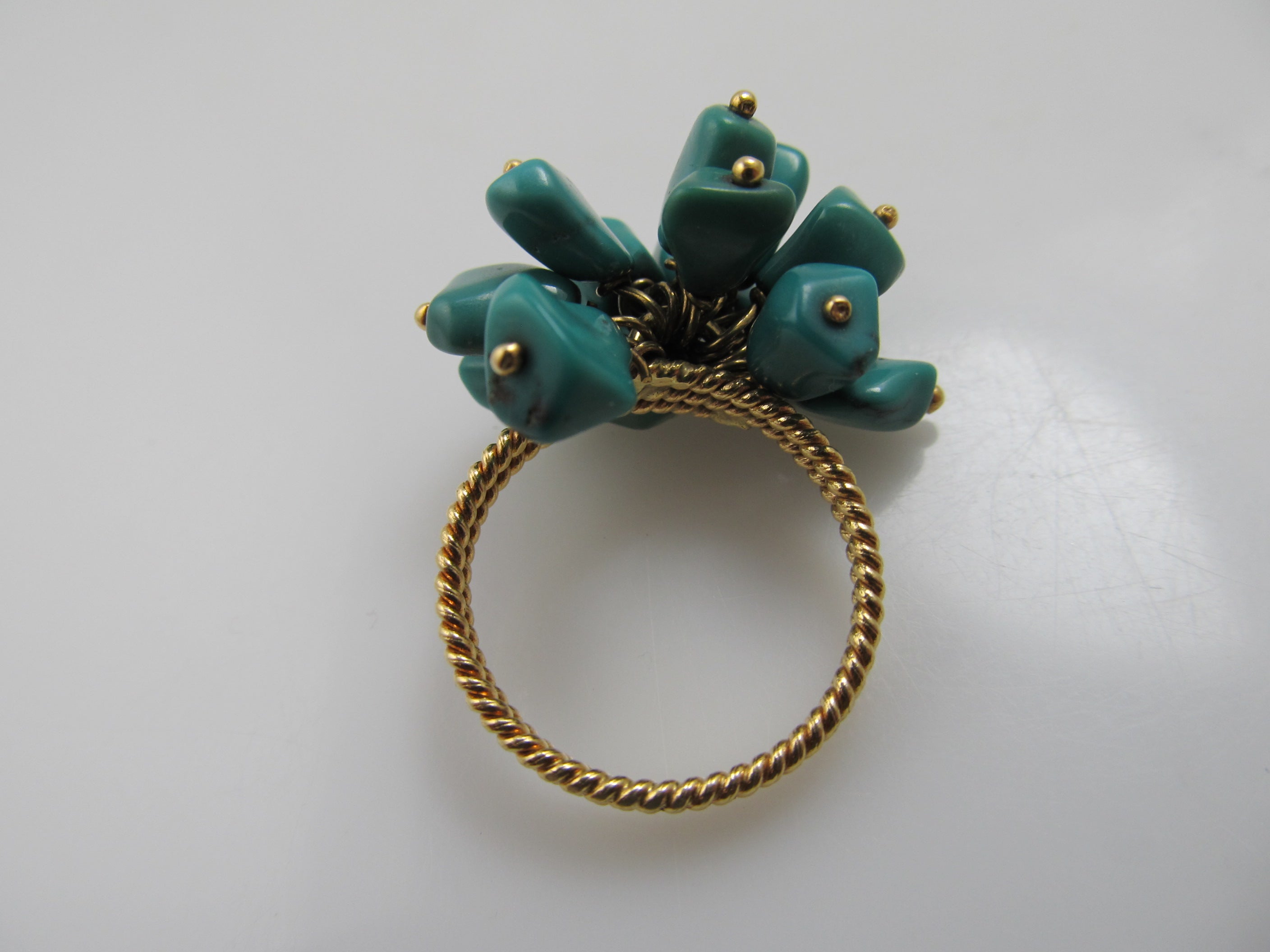 Vintage turquoise cha-cha ring, 18k yellow gold