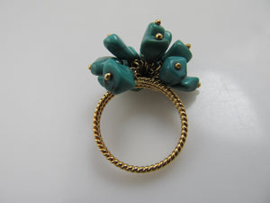 Vintage turquoise cha-cha ring, 18k yellow gold