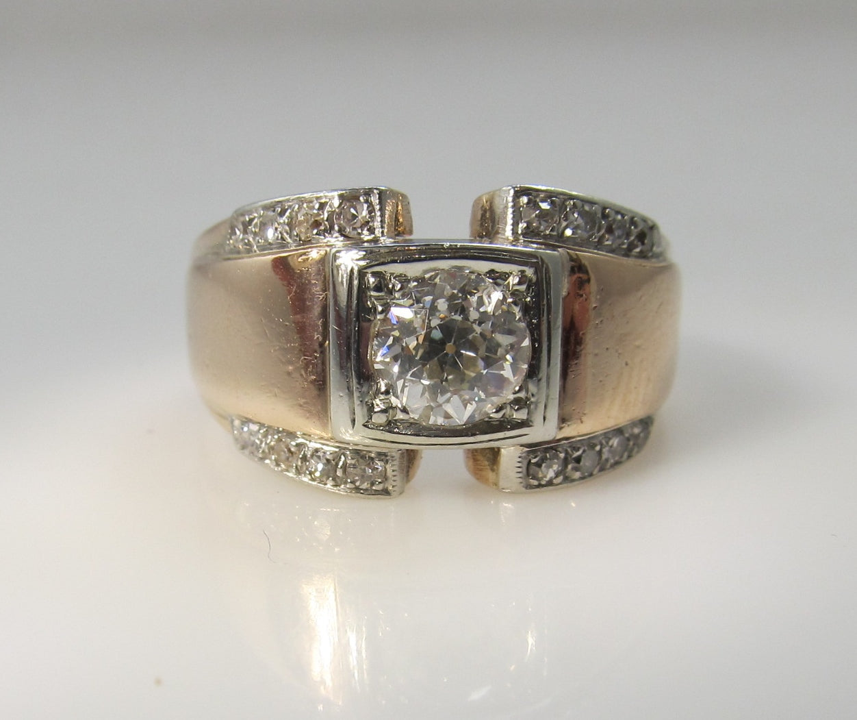 Vintage .75ct rose gold diamond ring