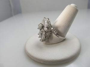 Vintage 14k White Gold Cocktail Ring With 2.40cts In Diamonds